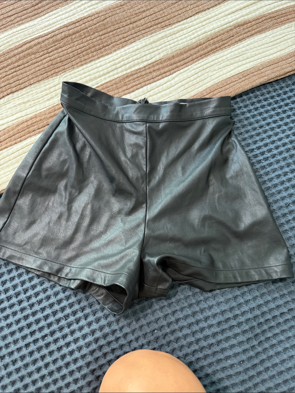 Lavender Brown Black Faux Leather High-Waist Shorts